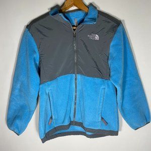 The Northface Youth Girls Jacket Denali Fleece Polartec Full Zip Blue Sz LG